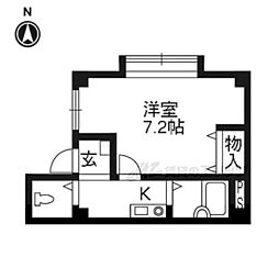 エスパス北山 1階1Kの間取り