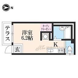 京阪本線 神宮丸太町駅 バス3分 岡崎道下車 徒歩7分の賃貸アパート 1階1Kの間取り
