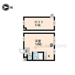 畑中ビル 4階1Kの間取り