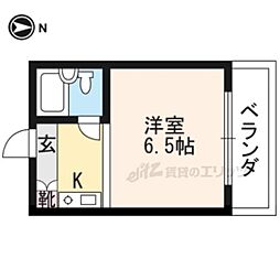 ジュネスドミール 2階ワンルームの間取り