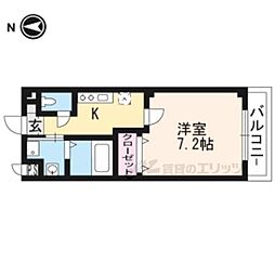 ミル・メゾンＴ2 2階1Kの間取り