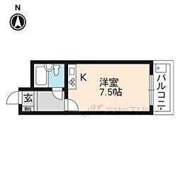 京都市営烏丸線 北大路駅 バス22分 志久呂橋西詰下車 徒歩3分の賃貸マンション 1階ワンルームの間取り