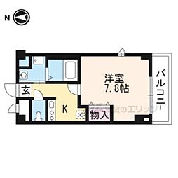 京福電気鉄道北野線 北野白梅町駅 徒歩1分の賃貸マンション 3階1Kの間取り