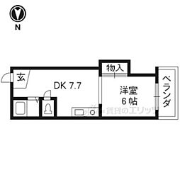 京阪本線 出町柳駅 徒歩3分の賃貸マンション 4階1DKの間取り