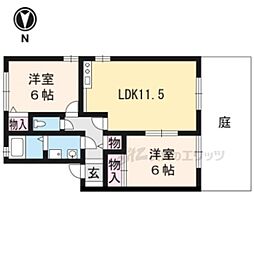 セレ・ファミール 1階2LDKの間取り