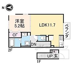 叡山電鉄叡山本線 修学院駅 徒歩10分の賃貸アパート 2階1LDKの間取り