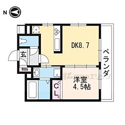 ベラジオ西陣聚楽II 4階1DKの間取り