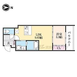 京都市営烏丸線 北大路駅 バス13分 玄琢下下車 徒歩1分の賃貸マンション 2階1LDKの間取り
