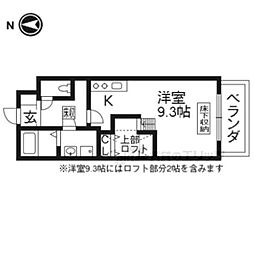 レオパレスウェルスｔｅｎII 2階1Kの間取り