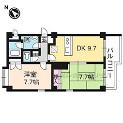 レフィナード藤 2階2DKの間取り