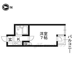叡山電鉄叡山本線 茶山・京都芸術大学駅 徒歩11分の賃貸マンション 3階1Kの間取り