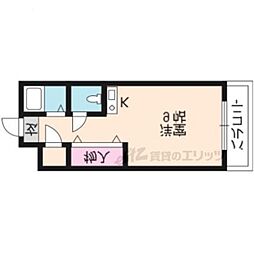 シャインズフラッツ 2階ワンルームの間取り