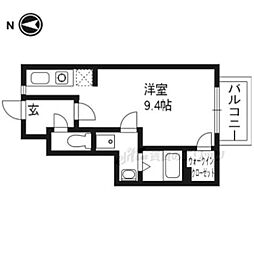 グリーンズ洛北 1階1Kの間取り