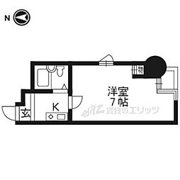 ナルド北白川 3階1Kの間取り