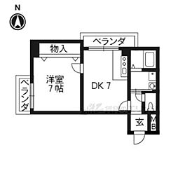 リライブ修学院 1DKの間取図画像