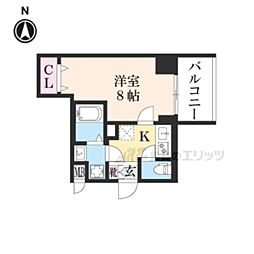 プレサンス京都北野白梅町 1Kの間取図画像