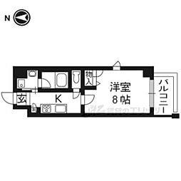 クリスタルグランツ京都御所北 1Kの間取図画像