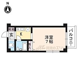 カーサ・デ下鴨 1Kの間取図画像