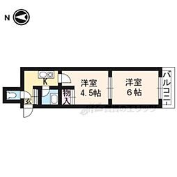 テイクフォー西陣 2Kの間取図画像