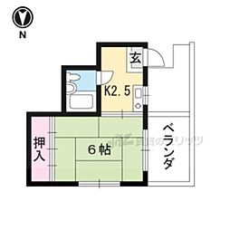 ハイツ芙蓉 1Kの間取図画像