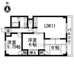 高野川ハイツ 3LDKの間取図画像