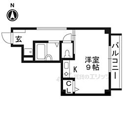 カーサ醒ヶ井 1Kの間取図画像