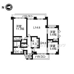 RESIDIA御所東 3LDKの間取図画像