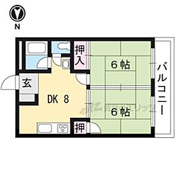 ヴィラージュ岩倉 2DKの間取図画像