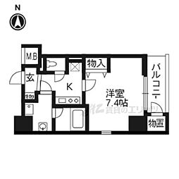 クリスタルグランツ京都御所西 1Kの間取図画像