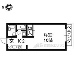 東川ハイツ1号館 1Kの間取図画像