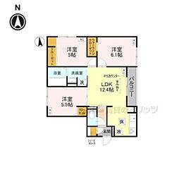 D-ROOM岩倉花園PJ 3LDKの間取図画像