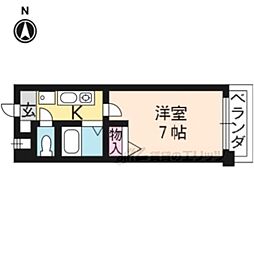 サンパレス紫野 1Kの間取図画像