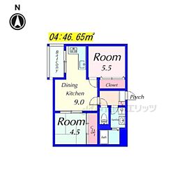 エレガンスコート下鴨 2DKの間取図画像