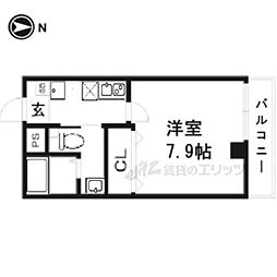 メゾン・オンディーヌ 1Kの間取図画像