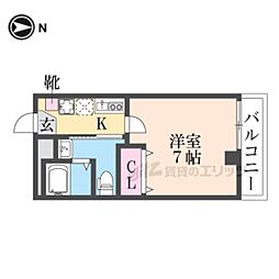 メゾン・オンディーヌ 1Kの間取図画像