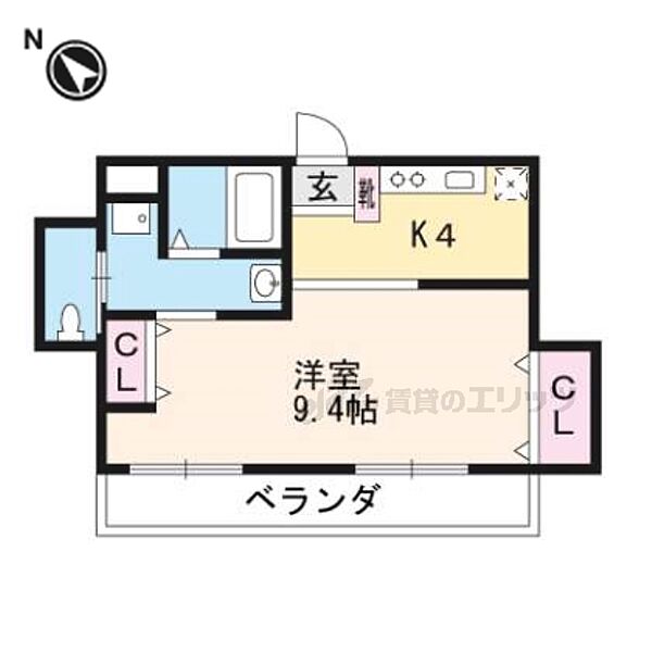 マンション和田 4-B｜京都府京都市北区紫野東舟岡町(賃貸マンション1K・4階・39.00㎡)の写真 その2