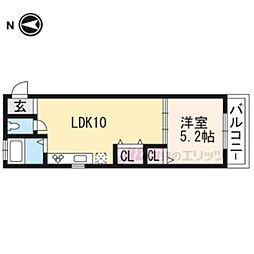 セントラル修学院 2階1LDKの間取り