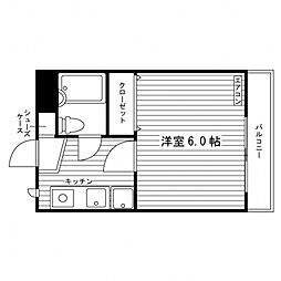 第四フジヤハイツ 1Kの間取図画像