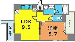 アプリーレ三宮磯上公園 1LDKの間取図画像