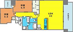 ザ・レジデンス元町海岸通 2LDKの間取図画像