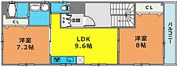 リーフマンション 2LDKの間取図画像