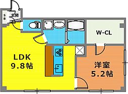 イルマーレ壱番館 1LDKの間取図画像