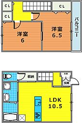 マーベラス西岡本II 2LDKの間取図画像