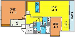 アプリーレ住吉本町 2LDKの間取図画像