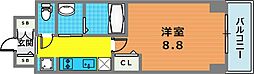 MJC神戸ハーバーウエスト 1Kの間取図画像