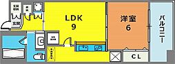 カトルセゾン 1LDKの間取図画像