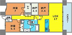 ジオ神戸中山手通 2LDKの間取図画像
