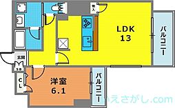プレサンスKOBEグレンツ 1LDKの間取図画像