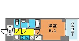 エステムコート神戸グランスタイル 1Kの間取図画像