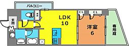 メゾンドバレー 1LDKの間取図画像